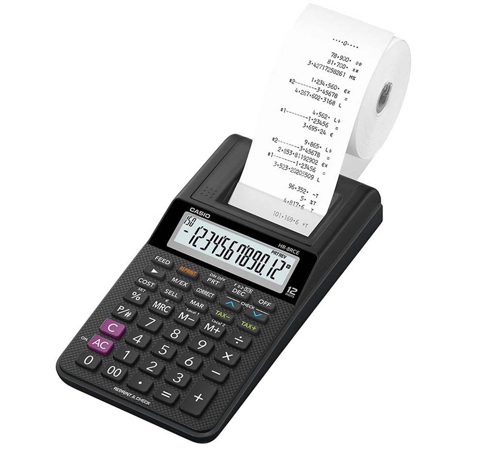 Calculadora con impresora Casio HR-8RCE-BK